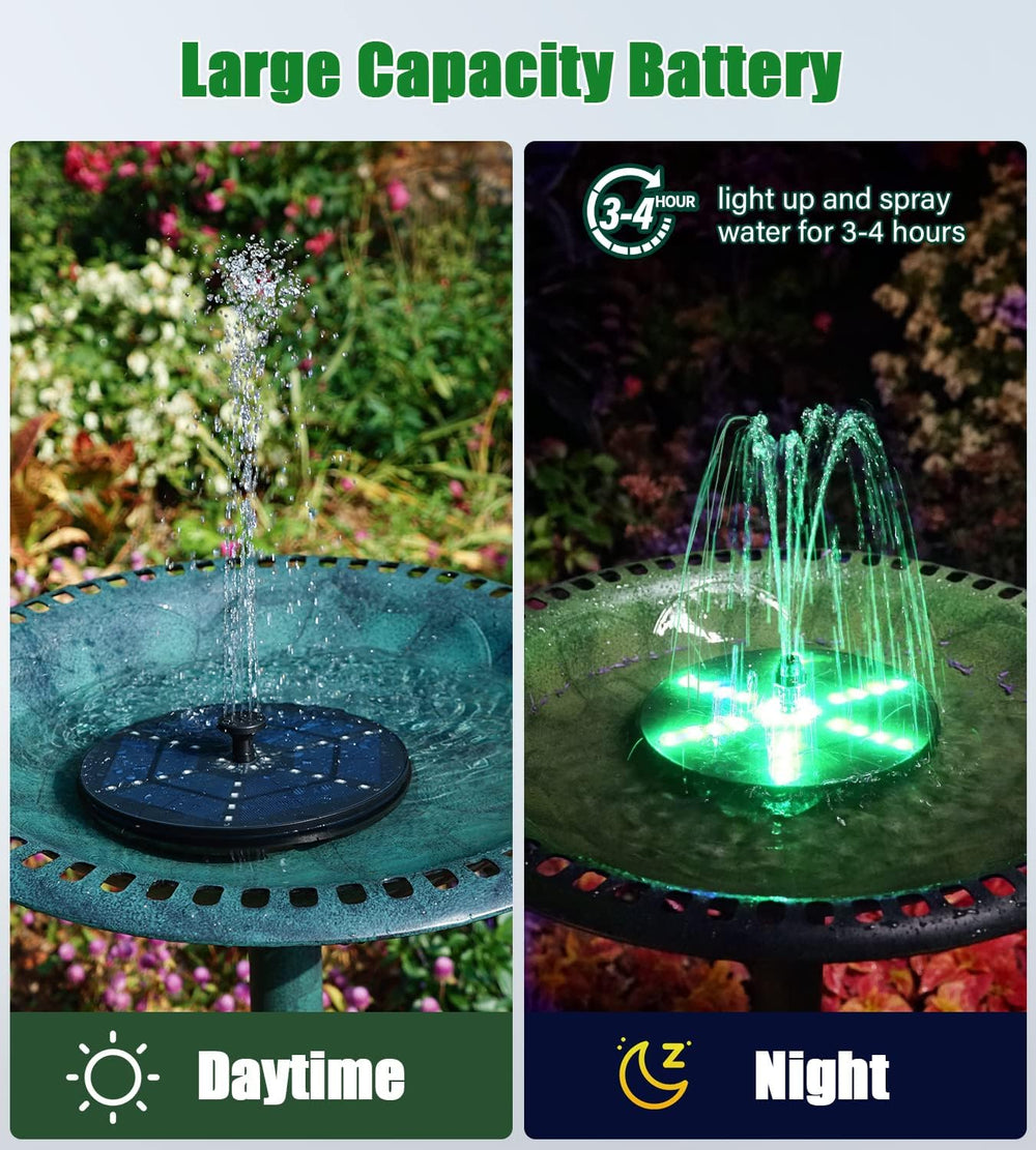 SZMP Solar Fountain with Colorful Star-Shaped Lights, 4W Bird Bath Fountain P...