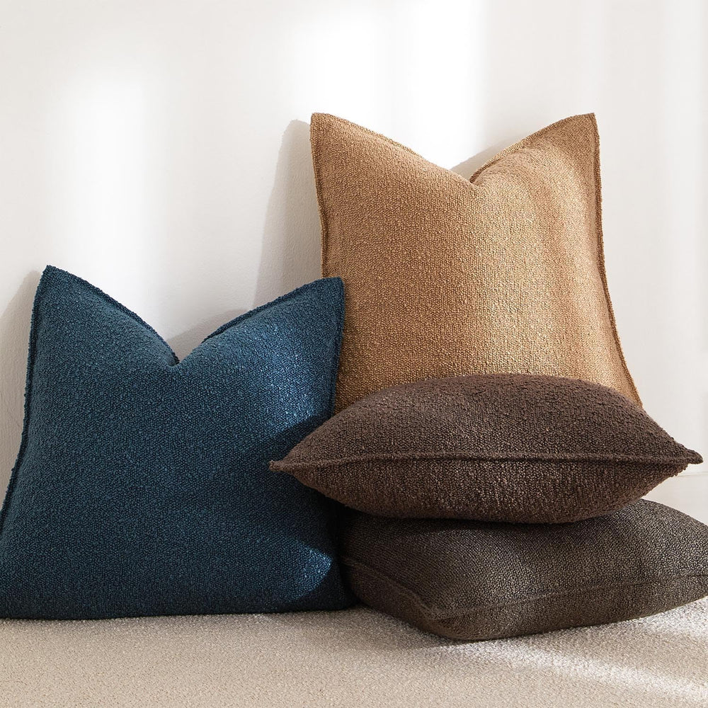Brown 26x26 Boucle Textured Throw Pillow Covers Set of 2 for Couch Sofa Bed