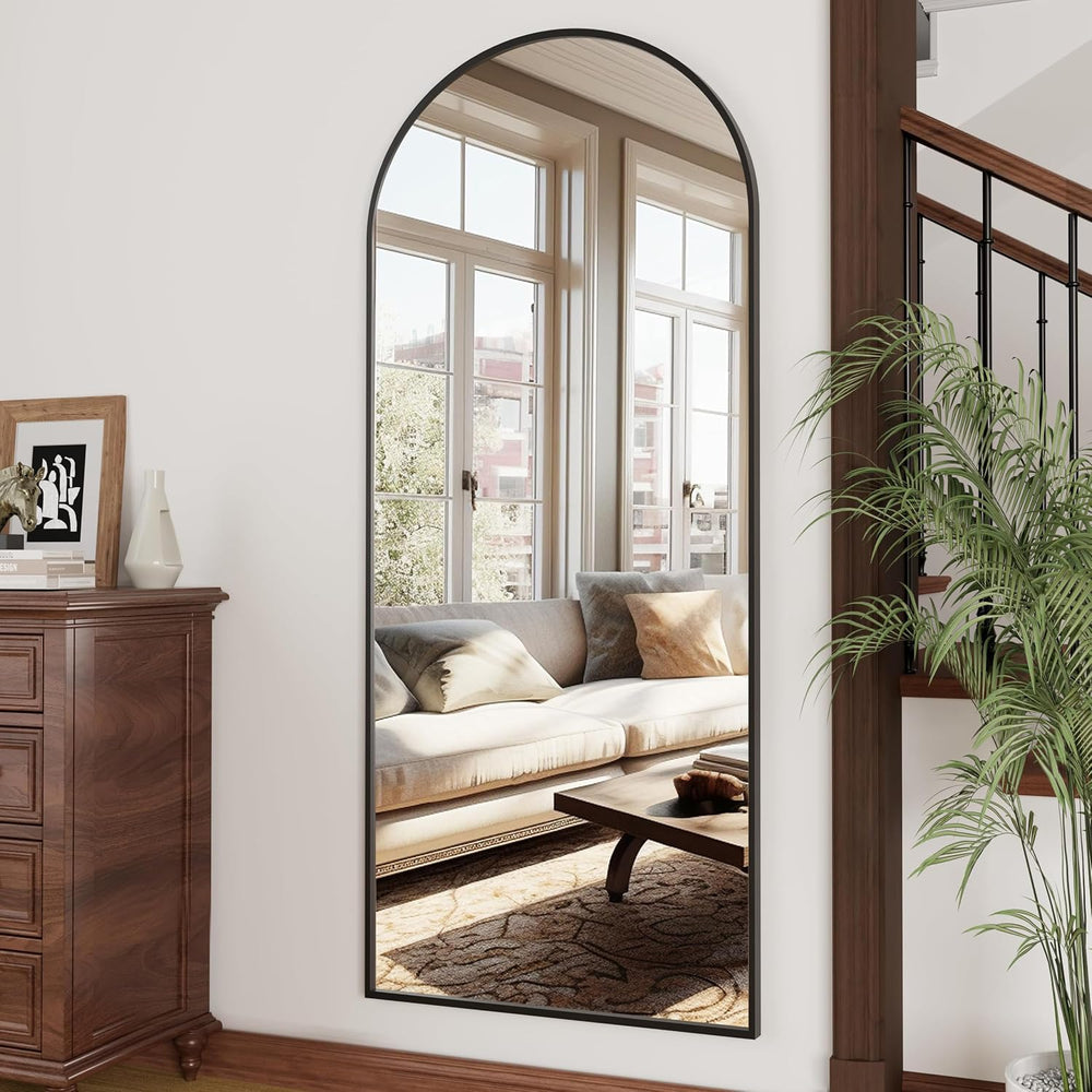 OGCAU 70"x26" Arched Full Length Mirror, Floor Full Body Mirror, Black