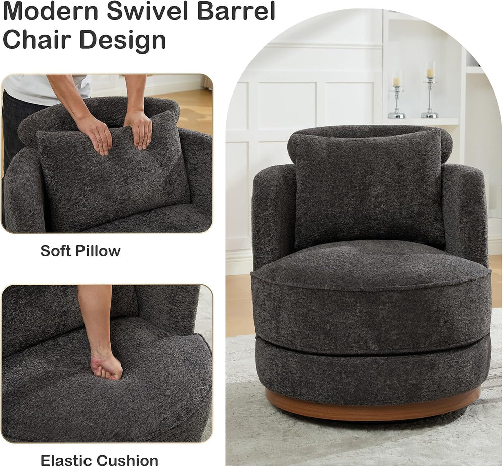 33.86" W Swivel Chair Set of 2 Accent Armchair,Charcoal