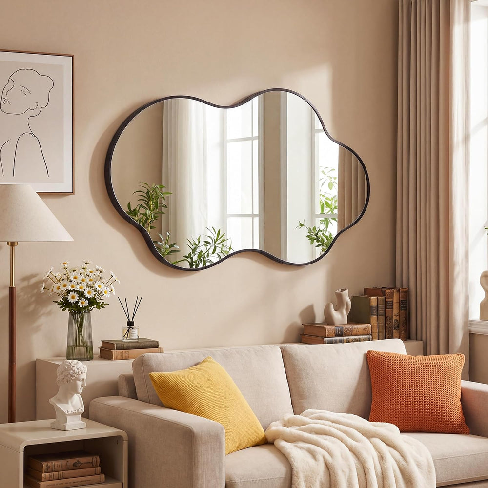32''x20'' Asymmetrical Mirror with Metal Frame, Small Irregul...