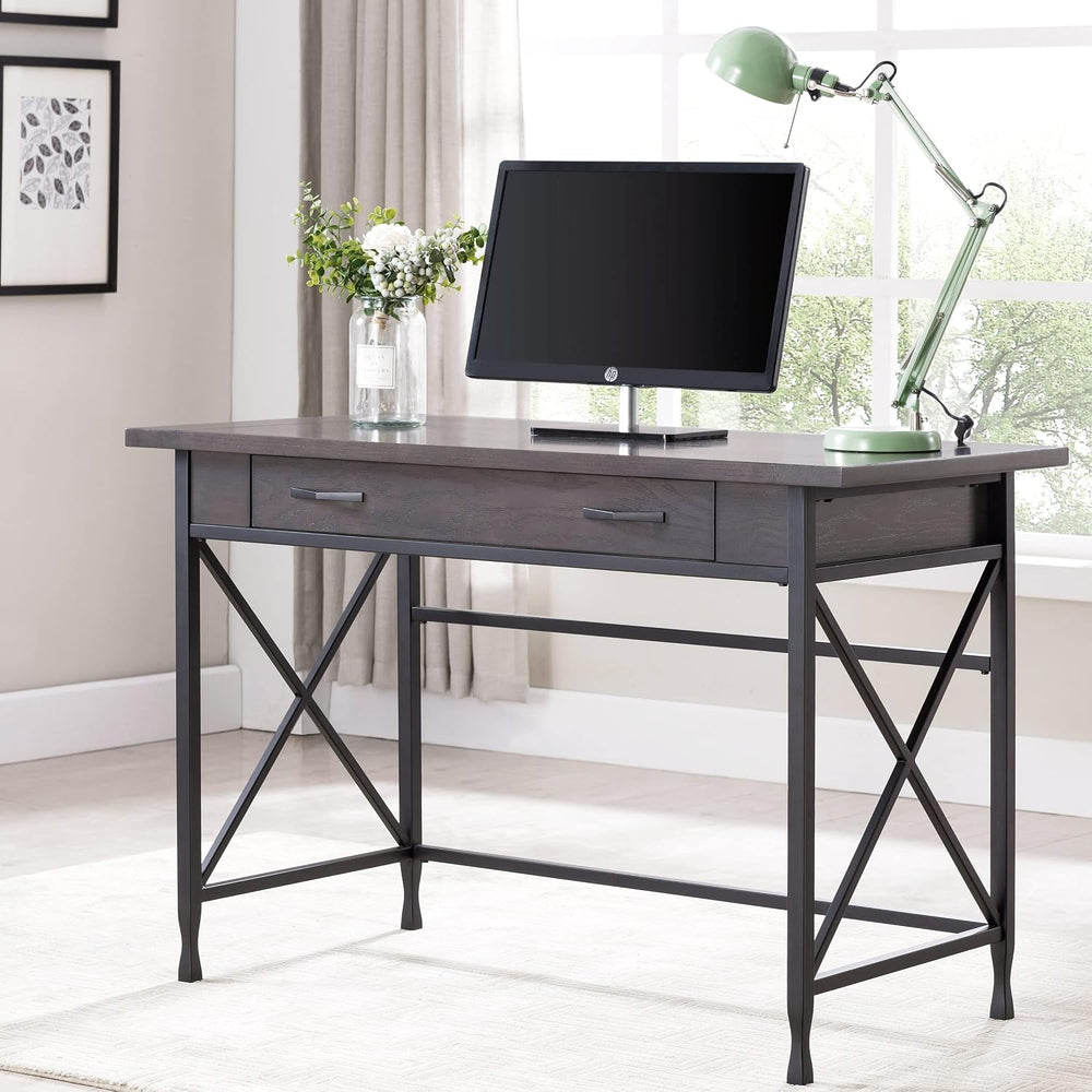 Leick Home Chisel & Forge Desk, 46", Smoke Gray, Matte Black