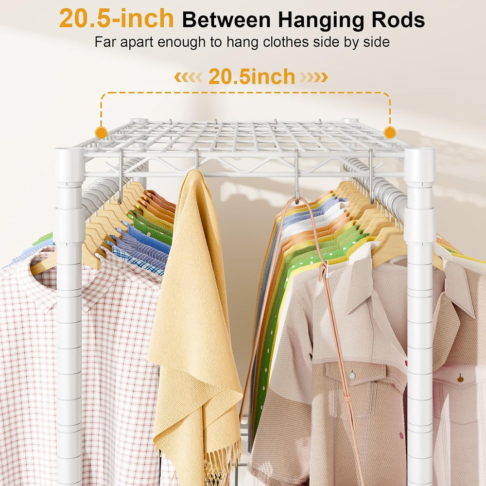 ULIFHOME Rolling Clothes Rack, Clothing Racks for Hanging Clothes, White