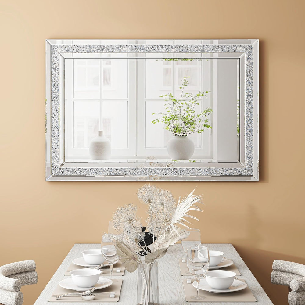 Decorative Wall Mirror, 32x24 Crushed Diamond Mirror