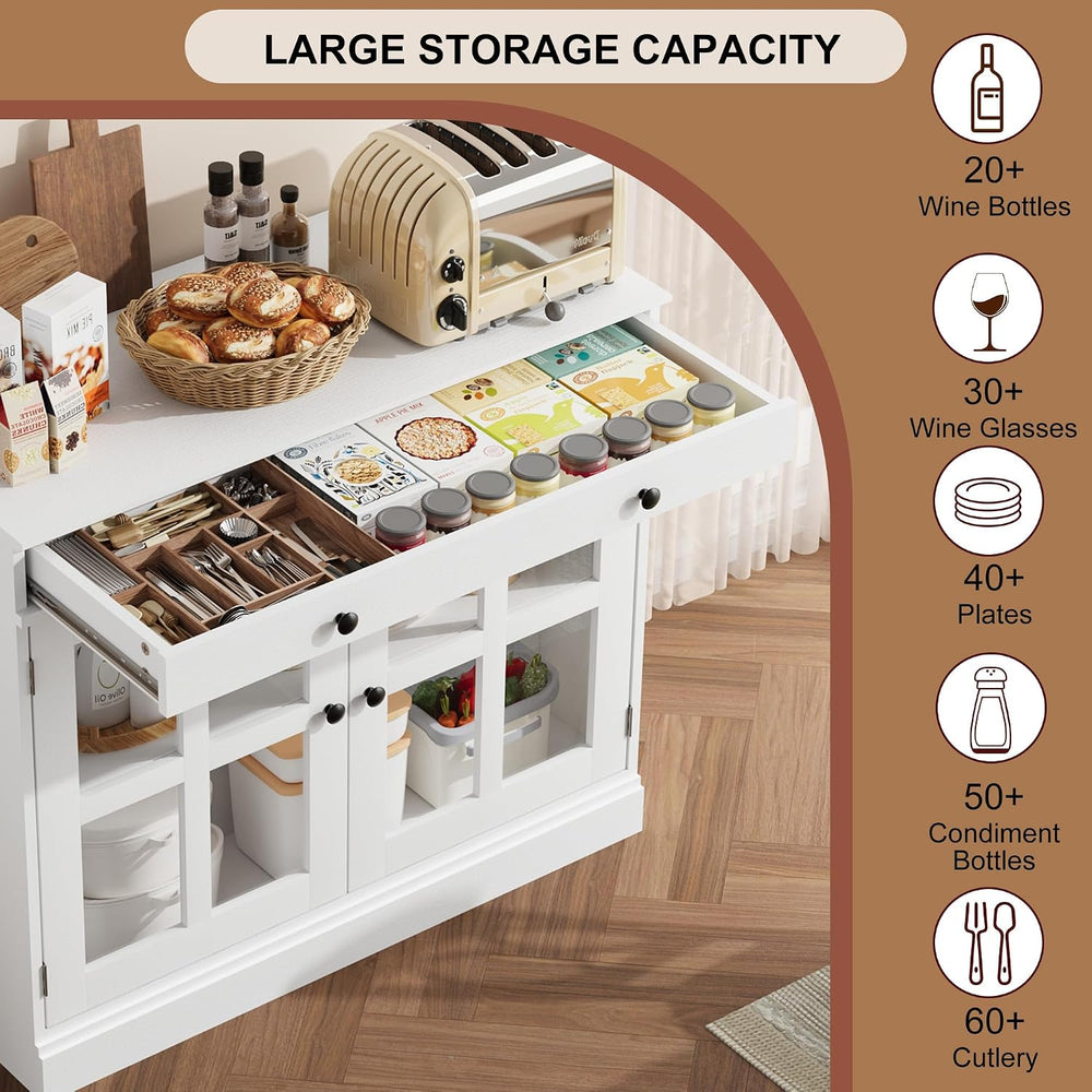 Garvee Sideboard Buffet Cabinet with Glass Doors and Adjustable Shelves
