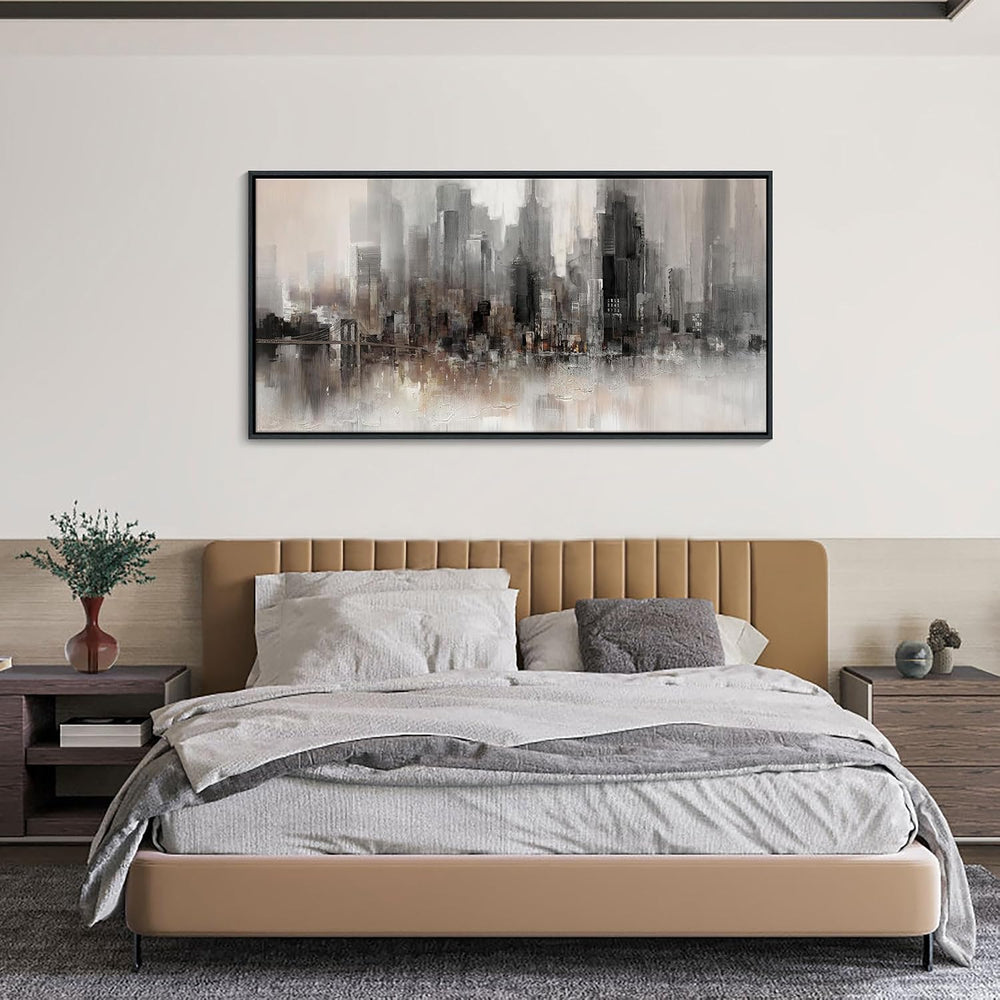 Cityscape Wall Art New York City Skyline Buildings Picture Modern Abstract Gr...