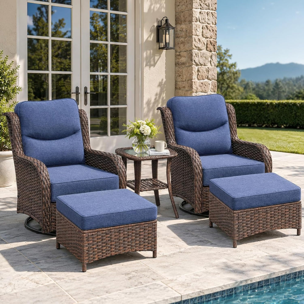 HILLGA 5-Piece Luxury Patio Furniture Set with 6" Thick Cushions, Weathe...