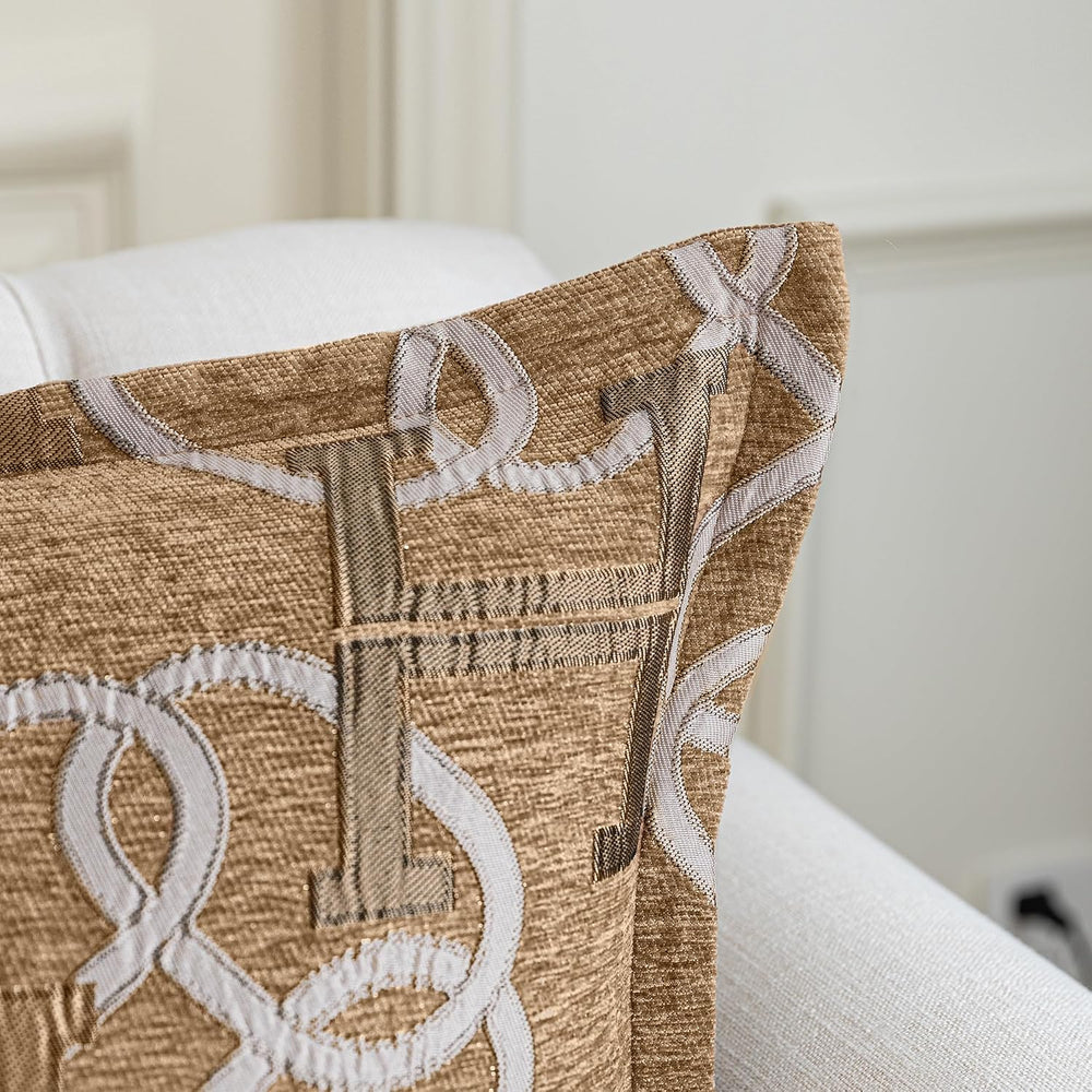 1 Piece Modern Letter H Throw Pillow Cover 20x20 Inch, Light Brown