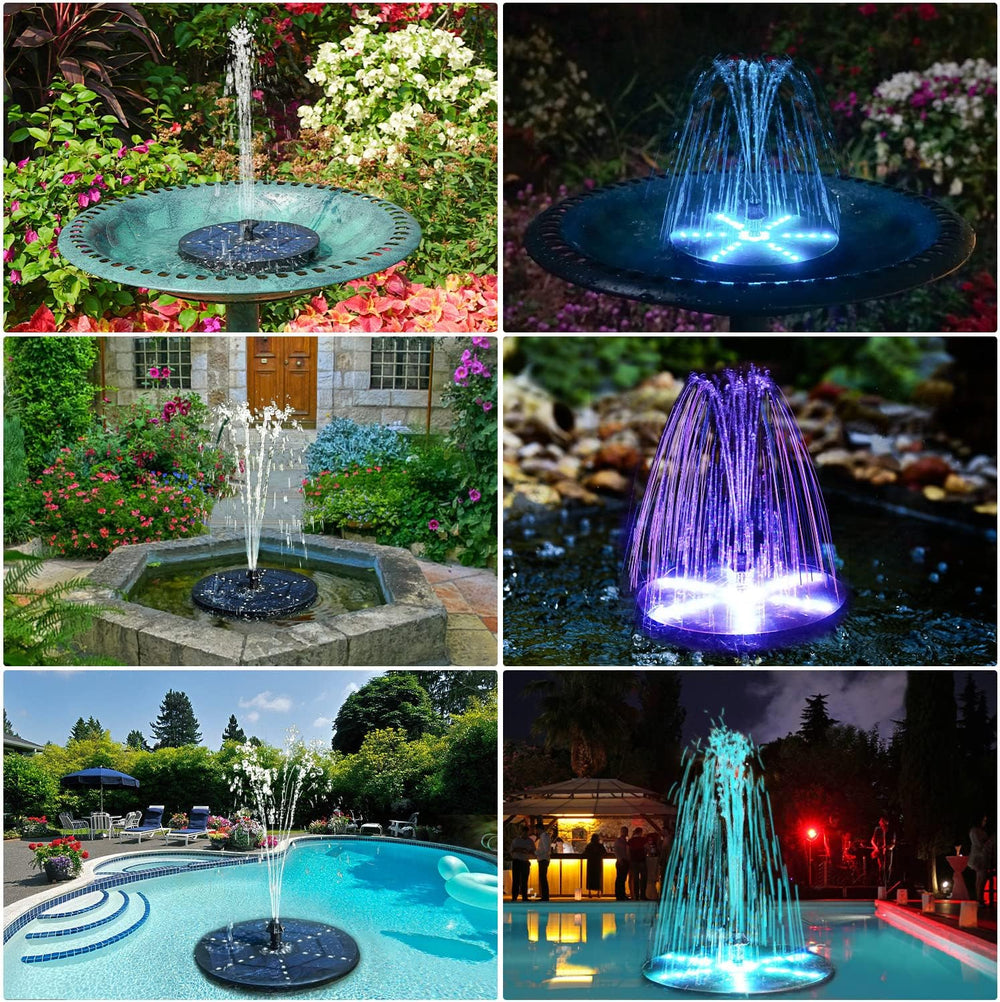 SZMP Solar Fountain with Colorful Star-Shaped Lights, 4W Bird Bath Fountain P...
