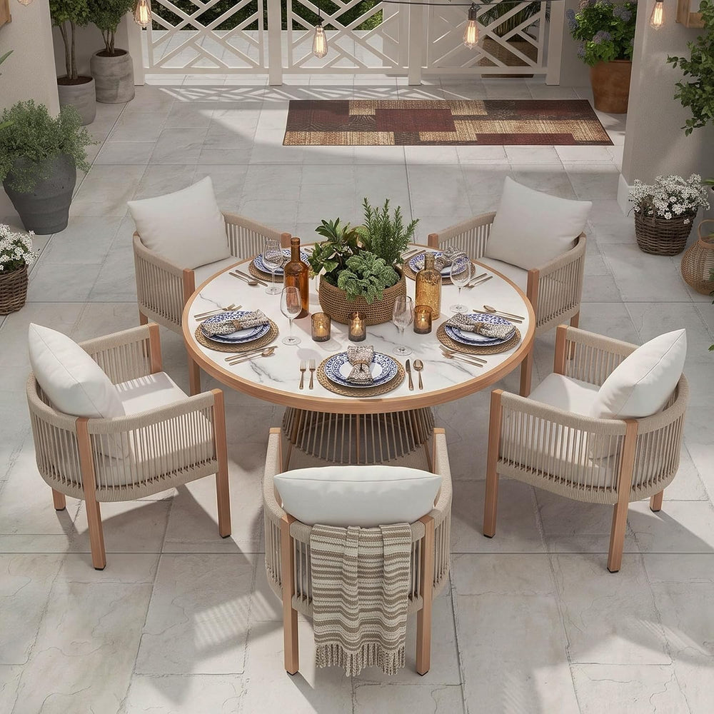 Outdoor Dining Chairs Set of 4, Wicker Patio Dining Chairs with Cushions, Met...