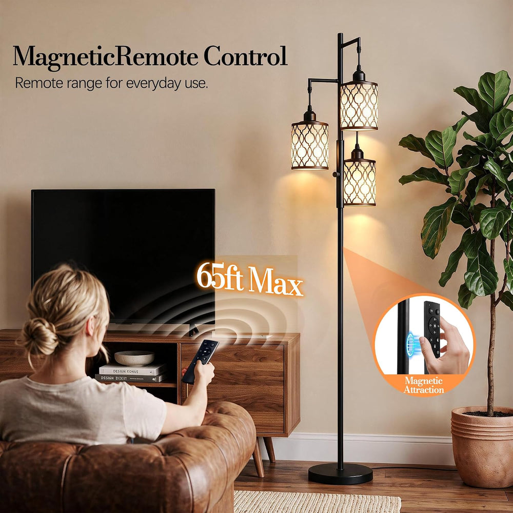 73" Dimmable Floor Lamps for Living Room, Standing Lamp with Remote, Black