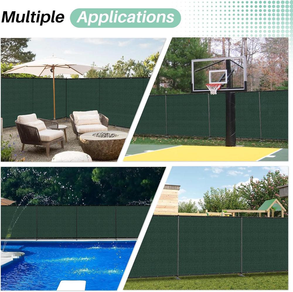 SunnyRoyal 5' x 24' Privacy Fence Screen Panel with Iron Poles Freest...