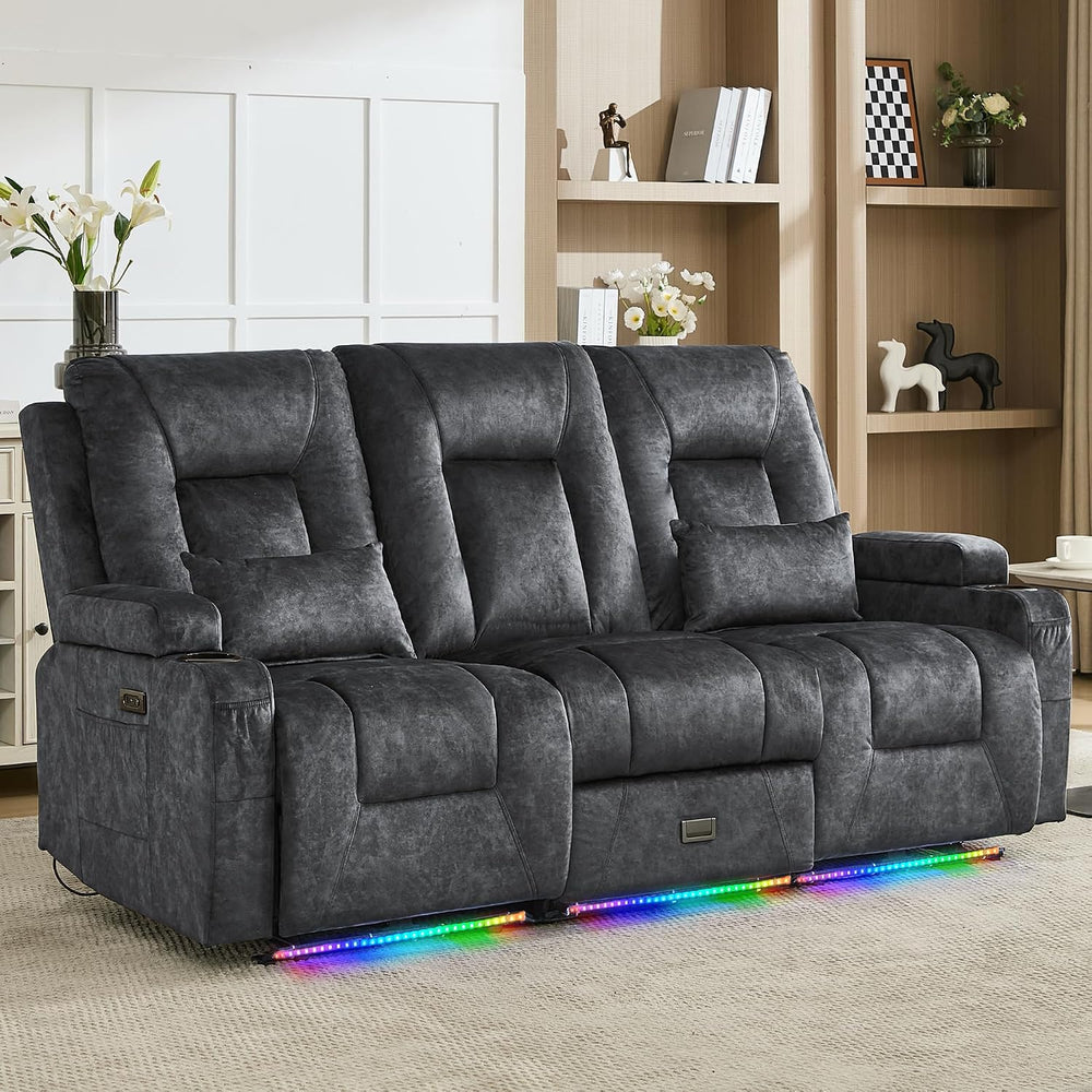 URRED Wall Hugger Power Reclining Loveseat Sofa,Gray:77.3" - 3 Seats
