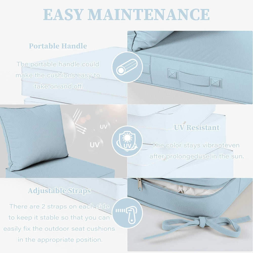Outdoor Seat Cushions 22×22, Waterproof, for Patio Sofa Chairs, Sky Blue