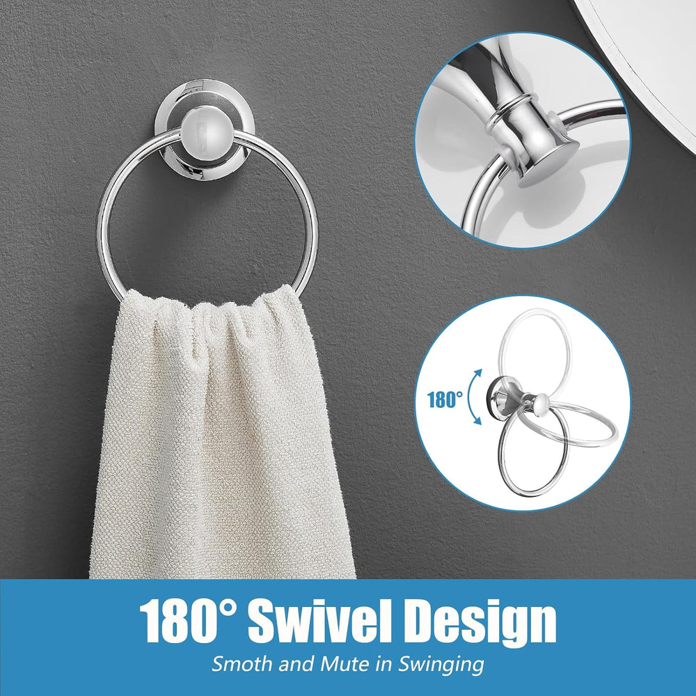 RUMOSE Pivoting Toilet Paper Holder and Hand Towel Ring, Polished Chrome