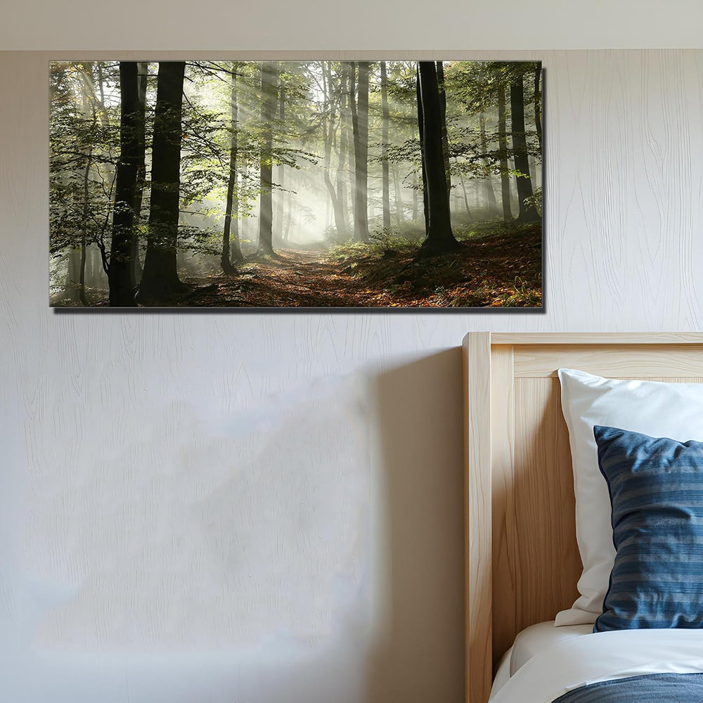 Foggy Forest Canvas Wall Art Home Office Decor Smoky Pine Tree Spring Frame