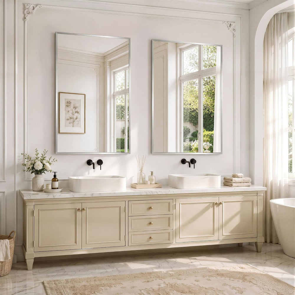 30"x36" Brushed Nickel Mirror Wall Mounted for Over Sink
