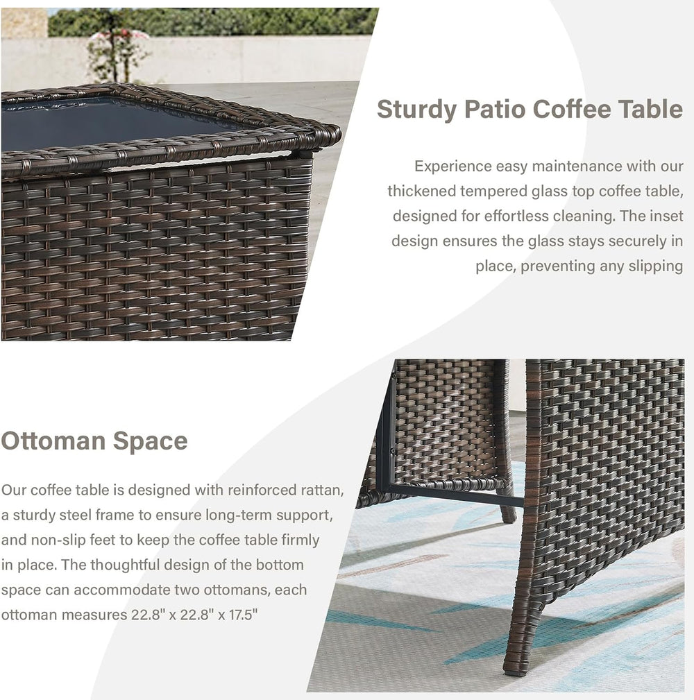 Belord 4 Piece Patio Wicker Furniture Set, Outdoor Swivel Rocker Chairs, All ...