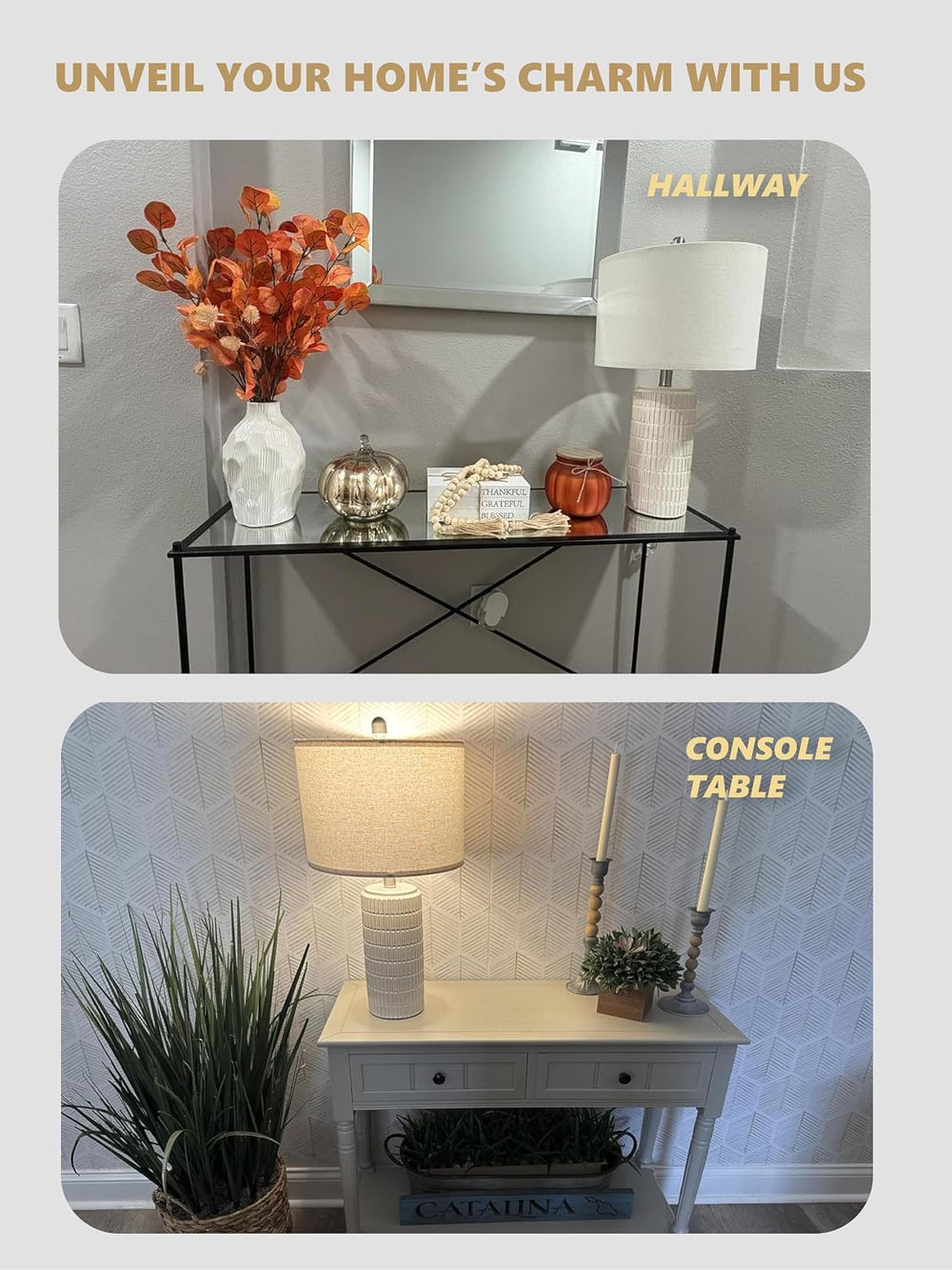 PoKat 23'' Bedside Table Lamp for Bedroom Nightstands, Modern Ceramic...