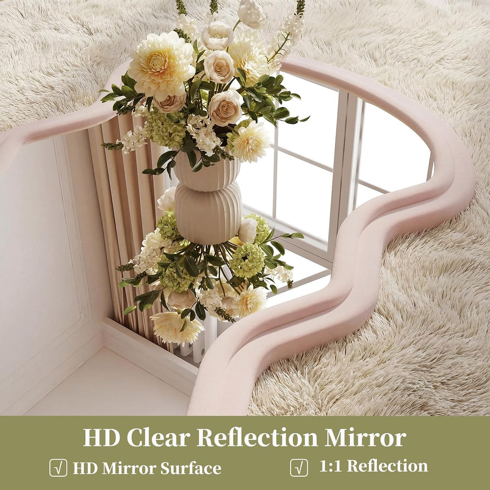 Koonmi 63“x24” Wavy Mirror Full Length, Flannel Full Body Mirror