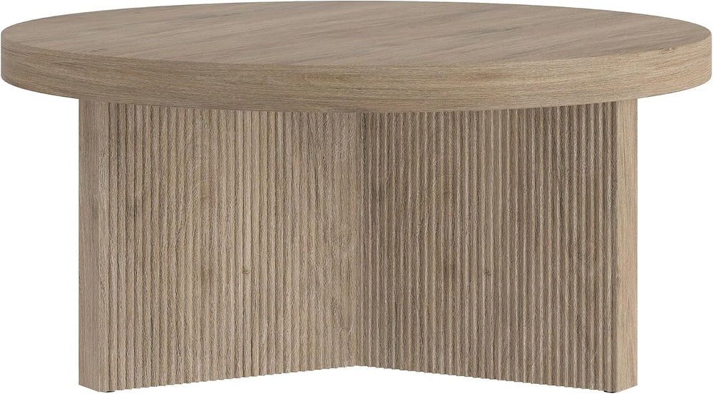 Henn&Hart 32" Scandinavian Fluted Coffee Table, Weathered Gray