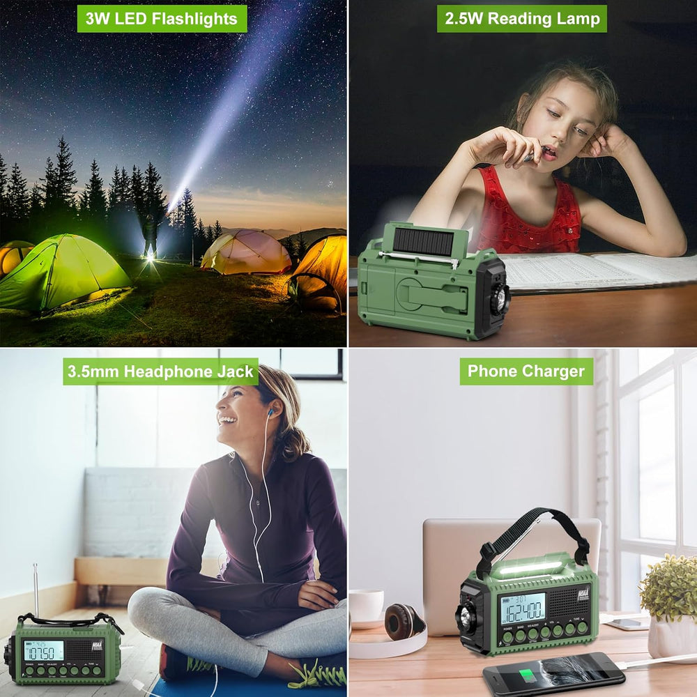 Raynic Emergency Radio, 12000mAh/44400mWh Battery Operated Weather Radio, Sol...