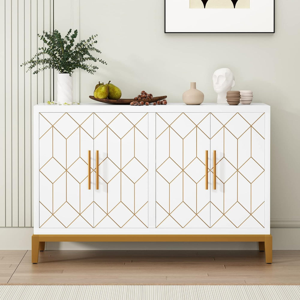 HLR Accent Cabinet with 4 Doors&Shelves, Sideboard Buffet Cabinet with Go...