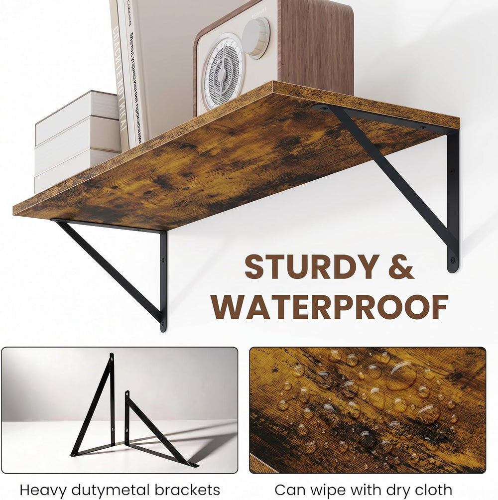 Vivelove Deep Floating Shelves for Wall, 16W x 8D Wood Wall Shelves Set of 3,...