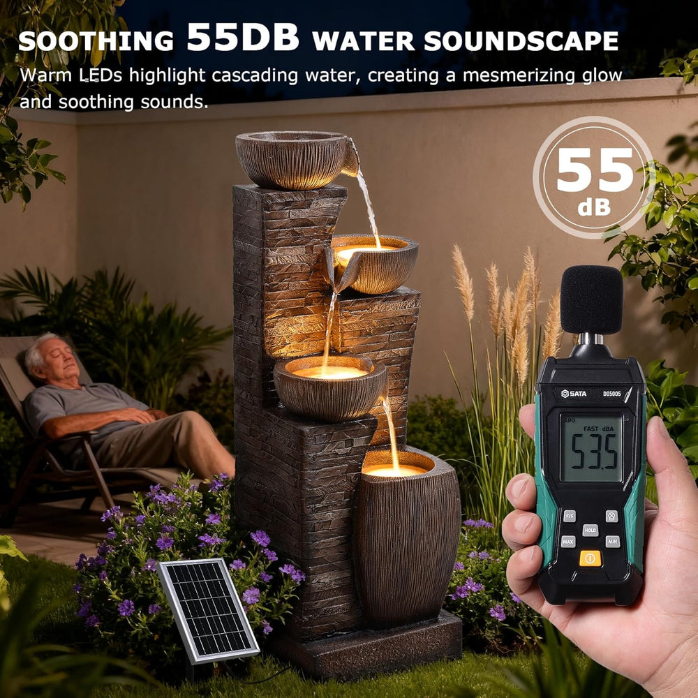 38.2" Tall Solar Powered Water Fountain for Outdoor