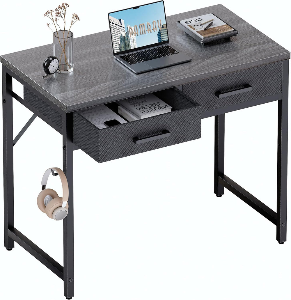 Pamray 32 Inch Small Computer Desk with 2 Drawers for Bedroom Study Writing H...