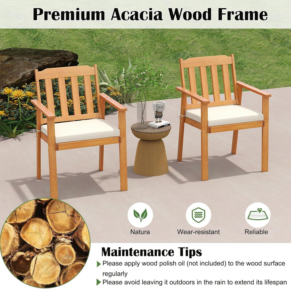 Tangkula 7 Pieces Patio Dining Table Set, 63” Rectangle Acacia Wood Table wit...