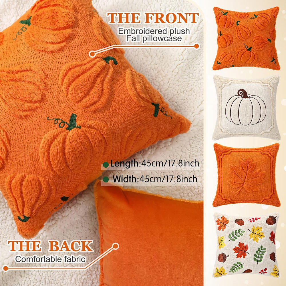 4 Pcs Fall Throw Pillow Covers 18 x 18 Inch Thanksgiving Autumn Home Decor