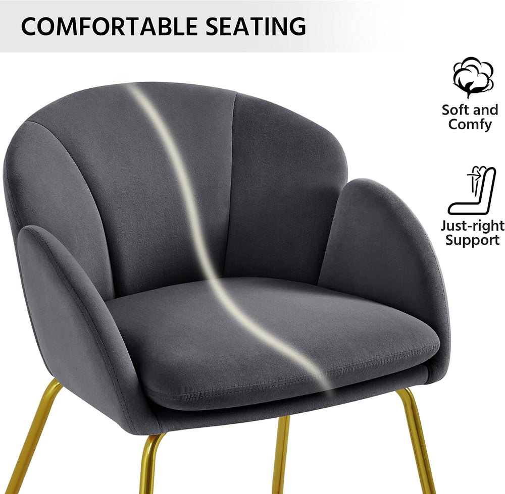 Yaheetech Velvet Living Room Chair, Flower Shaped Armchair with Golden Legs, ...