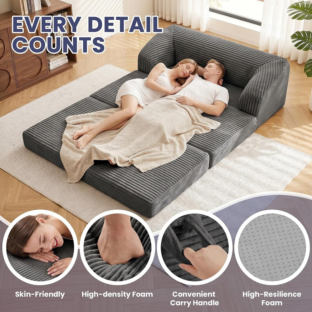 JUIKURY Convertible Sofa Bed, 3-in-1 Foldable Loveseat Couch with Armrest, Co...
