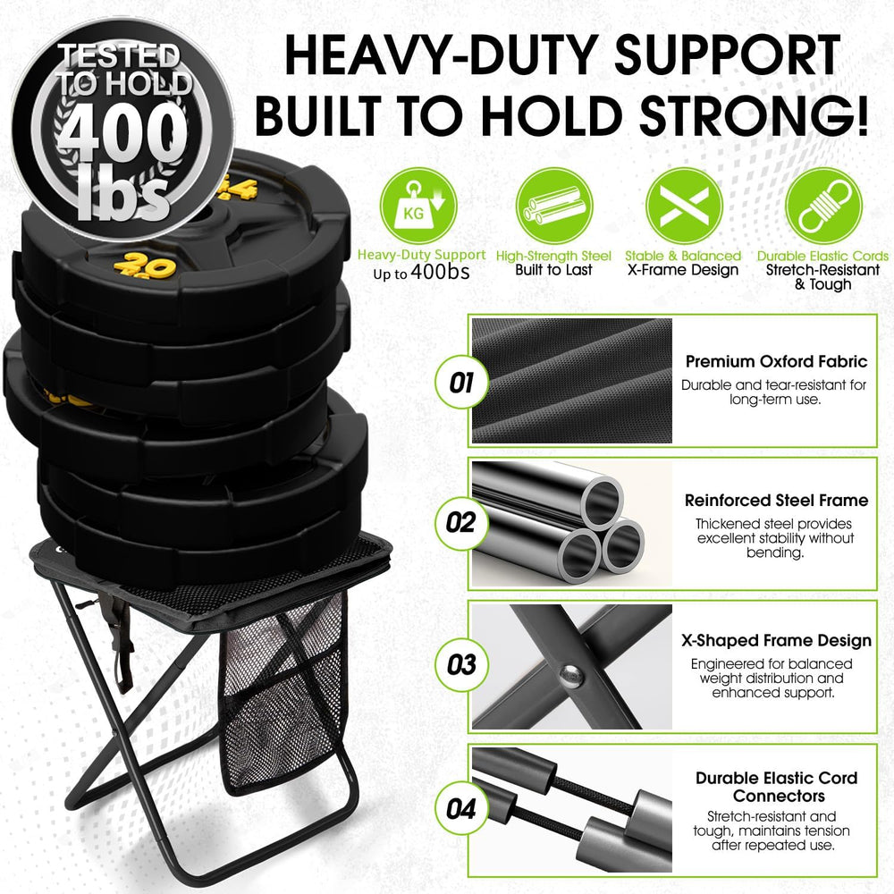 CAMDOOR Portable Folding Stool 16 Inch Collapsible Stool for Adults 400 lbs