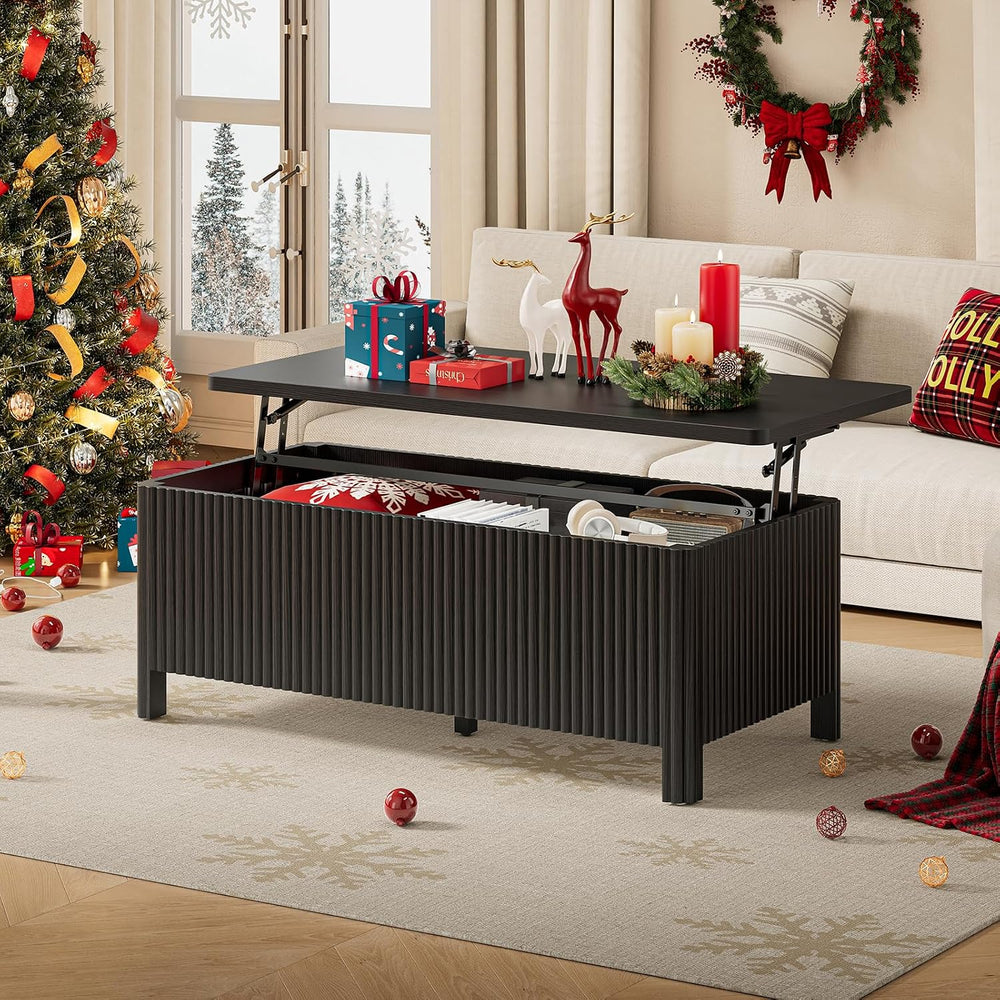 ONBRILL Fluted Lift Top Coffee Table, Mid-Century Modern Coffee Table