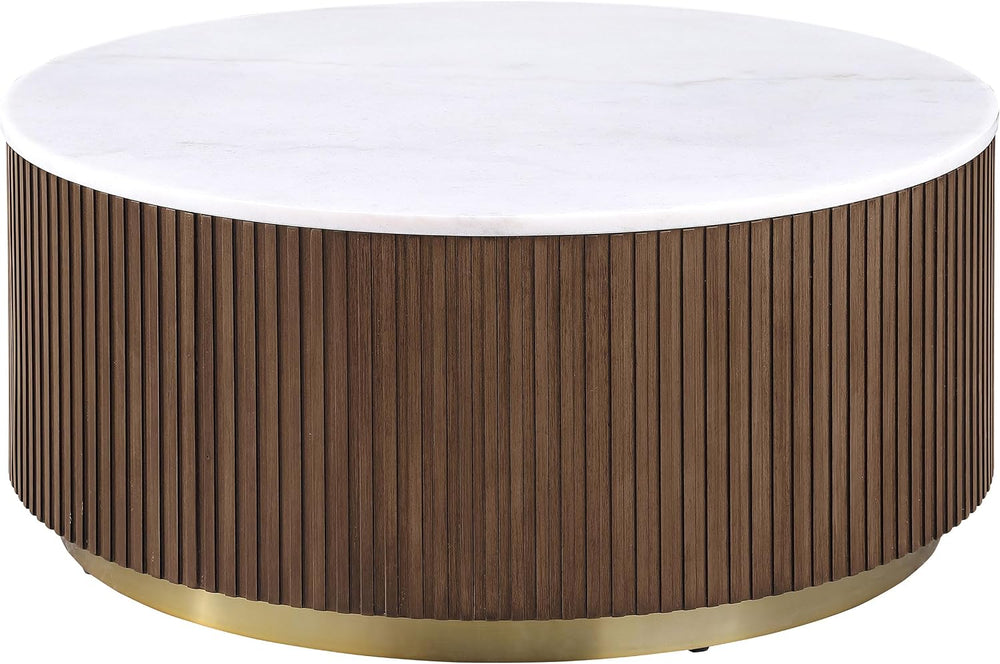 Coaster Jason 35-Inch Coffee Table, Honey Brown and White Marble 712418