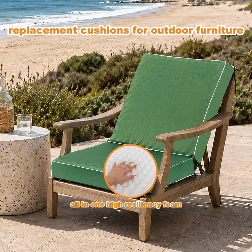 Outdoor Deep Seat Cushion Set, Green, 20x20x4, 2-Pack