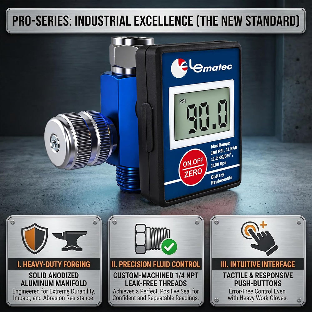 LE LEMATEC Digital Paint Gun Air Regulator with LED Gauge, 1/4 NPT