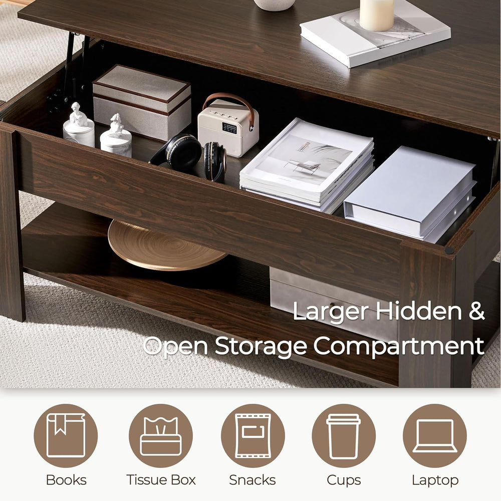 Yaheetech 47.2" Lift Top Coffee Table with Hidden Storage & Shelf, E...