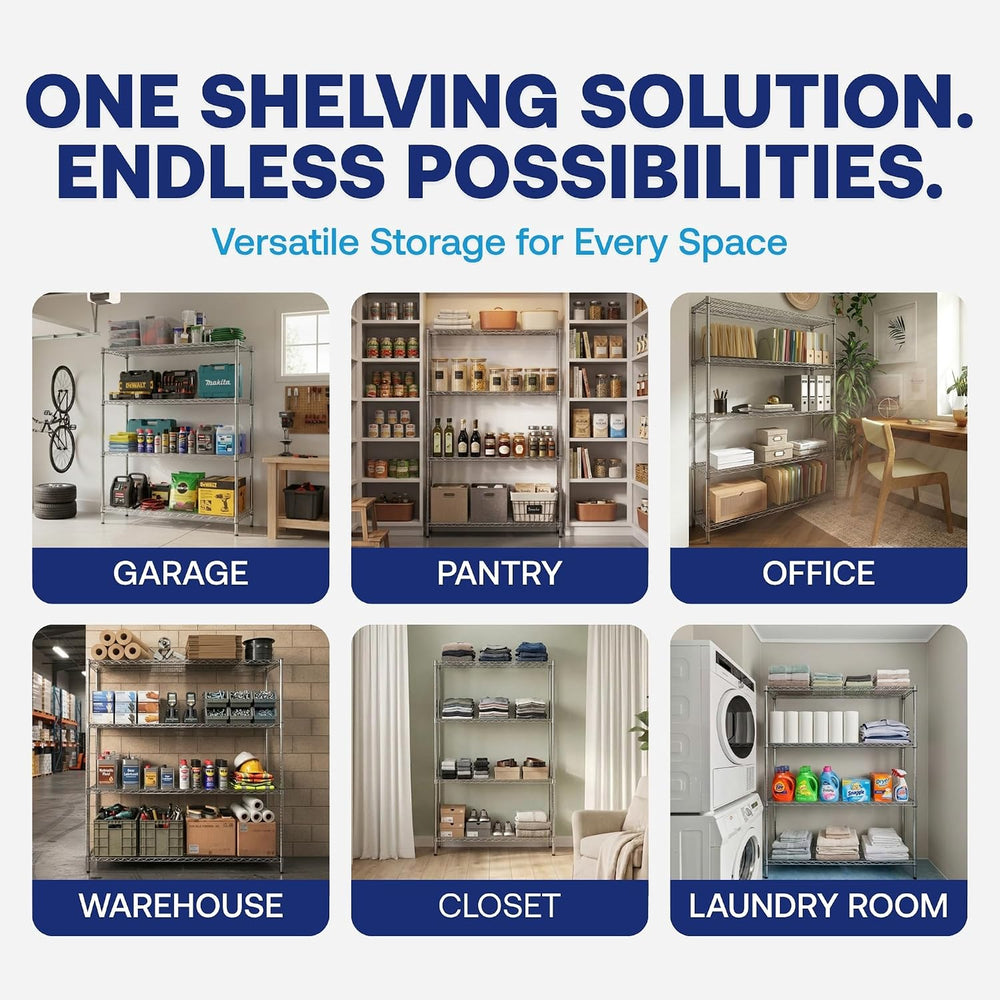 Shelving Inc. 8" d x 48" w Chrome Wire Shelving with 3 Tier Shelves