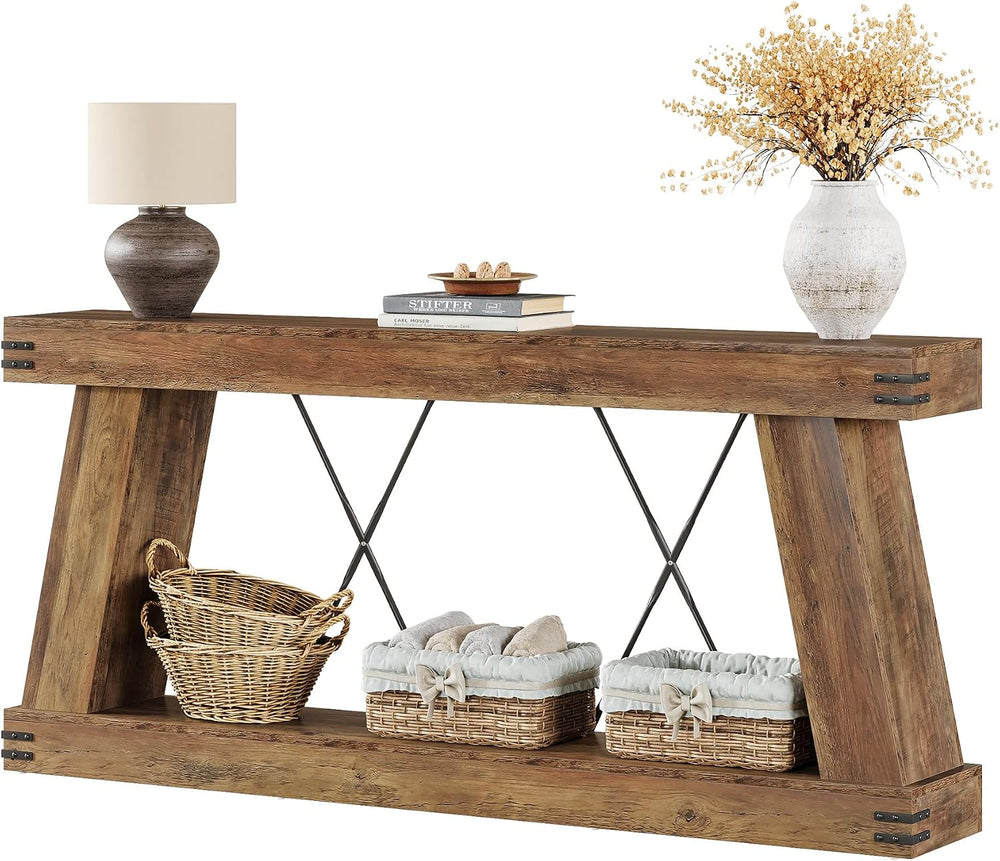 Tribesigns 70.87" Farmhouse Console Table with Storage (Brown)