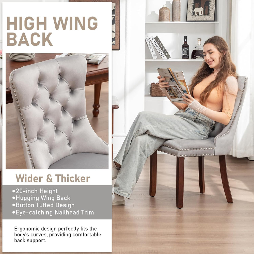 Velvet Dining Chairs, Light Gray Dining Chairs Set of 2