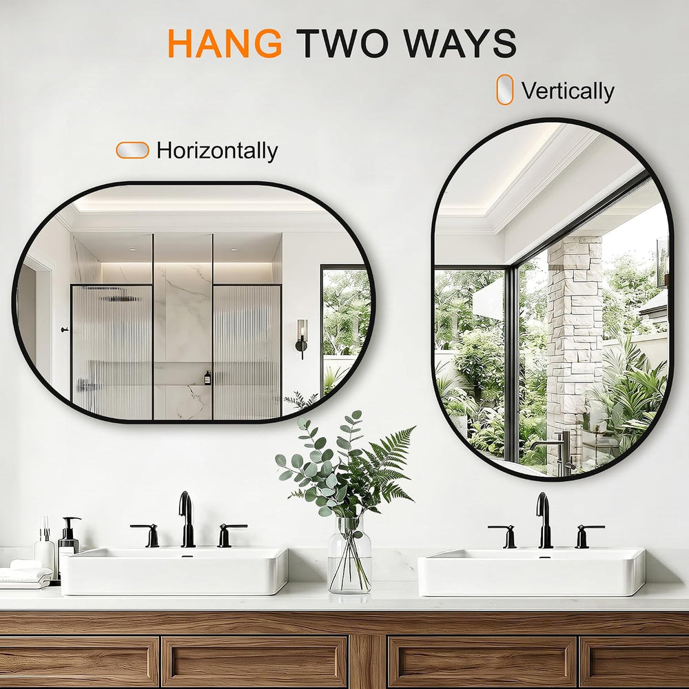 Oval Bathroom Mirror, 2 Pack 20"x30" Black Vanity Mirror for Over Sink