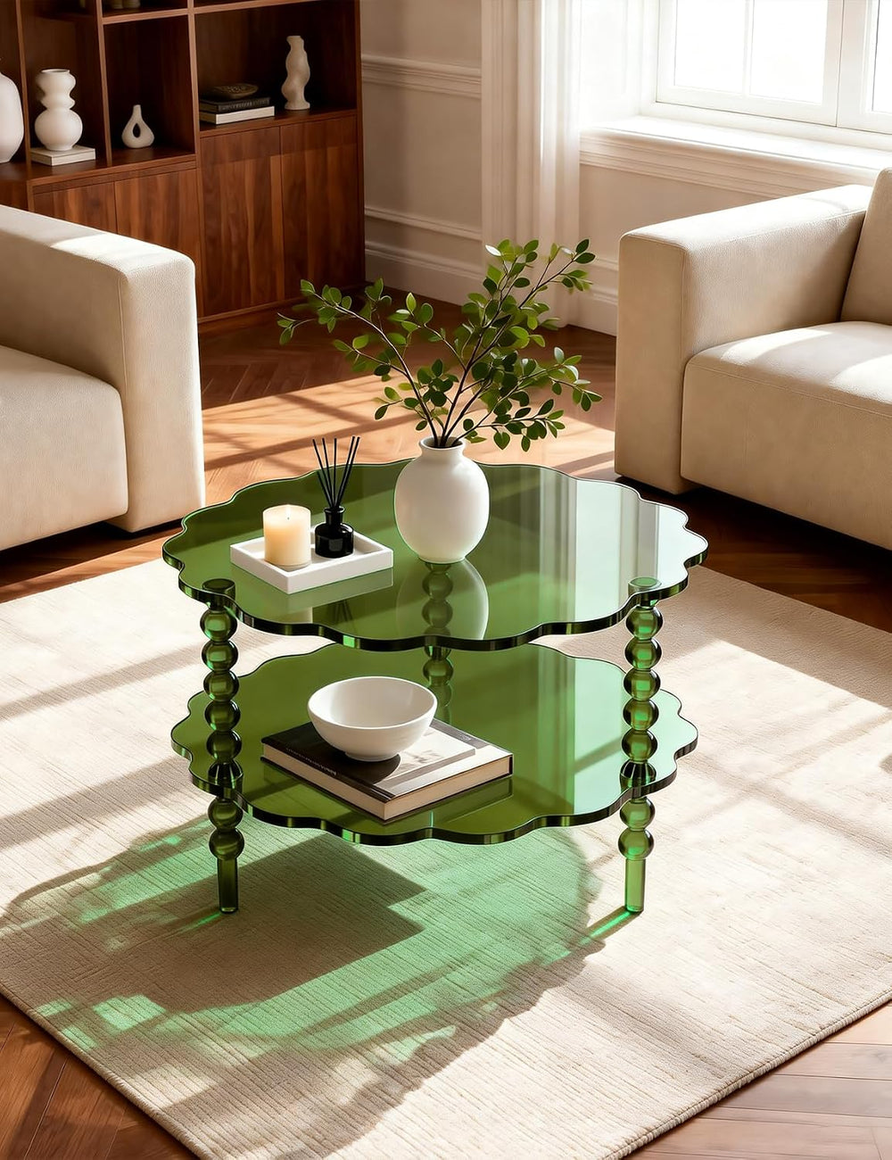 Acrylic Coffee Table, Small Round Modern Coffee Table for Living Room,23.6&qu...