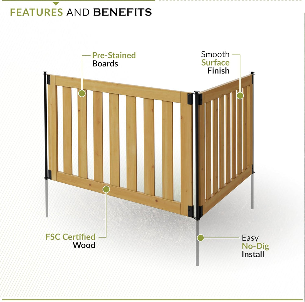 Zippity Newberry Yard Fence, Cedar Wood DIY No Dig Kit