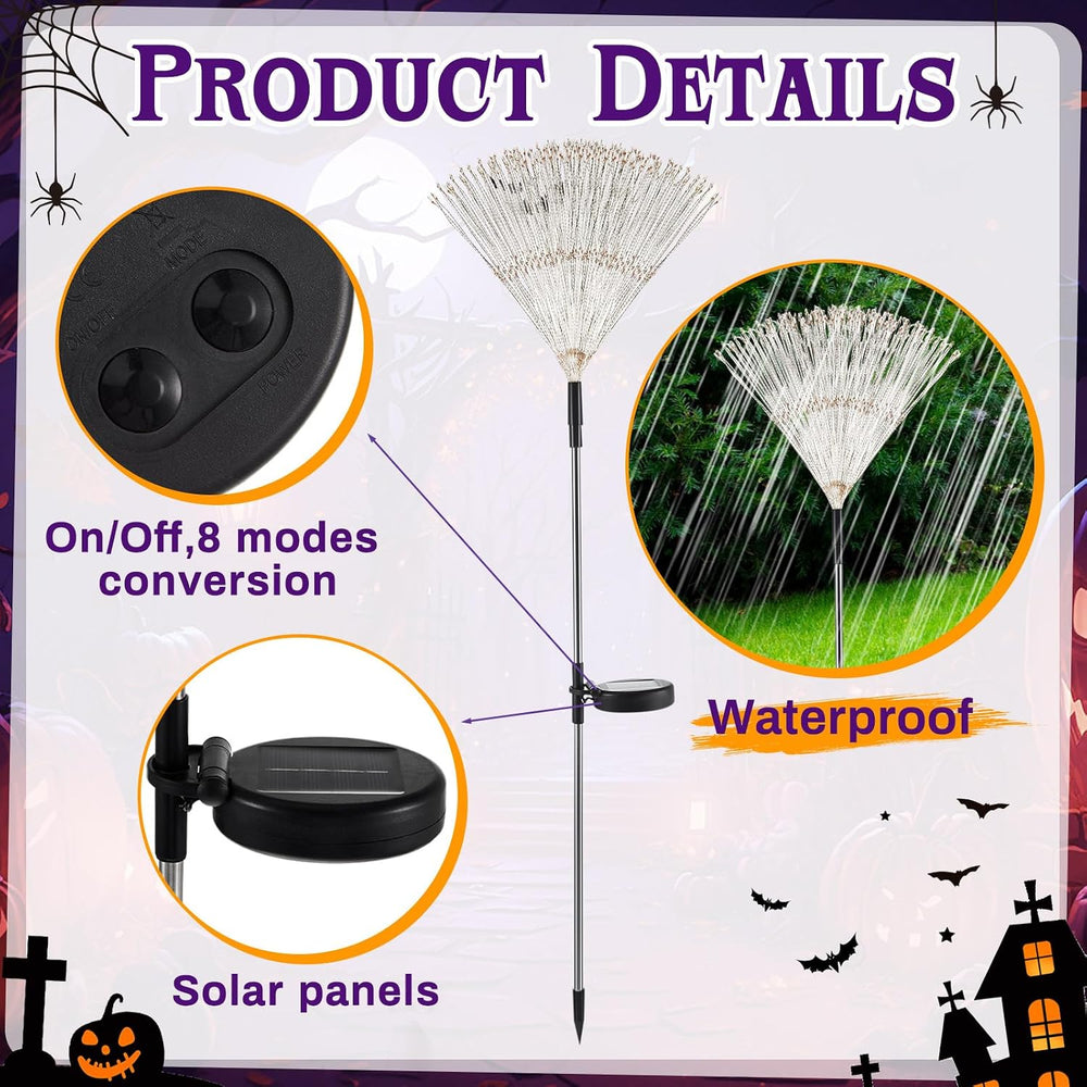 Tujoe 6 Pcs Halloween Solar Firework Lights, Orange Purple Dual