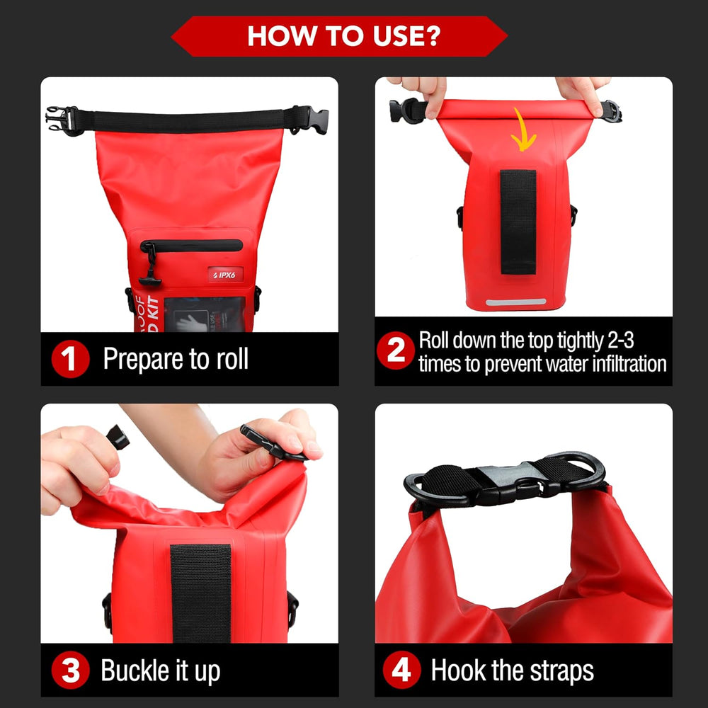 250 PCS Water‑Resistant First Aid Kit, Roll Top Reflective Emergency Bug Out ...