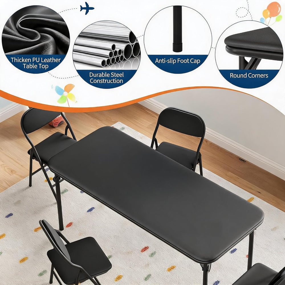 Garvee 5-Piece Folding Table and Chairs for Boys and Girls