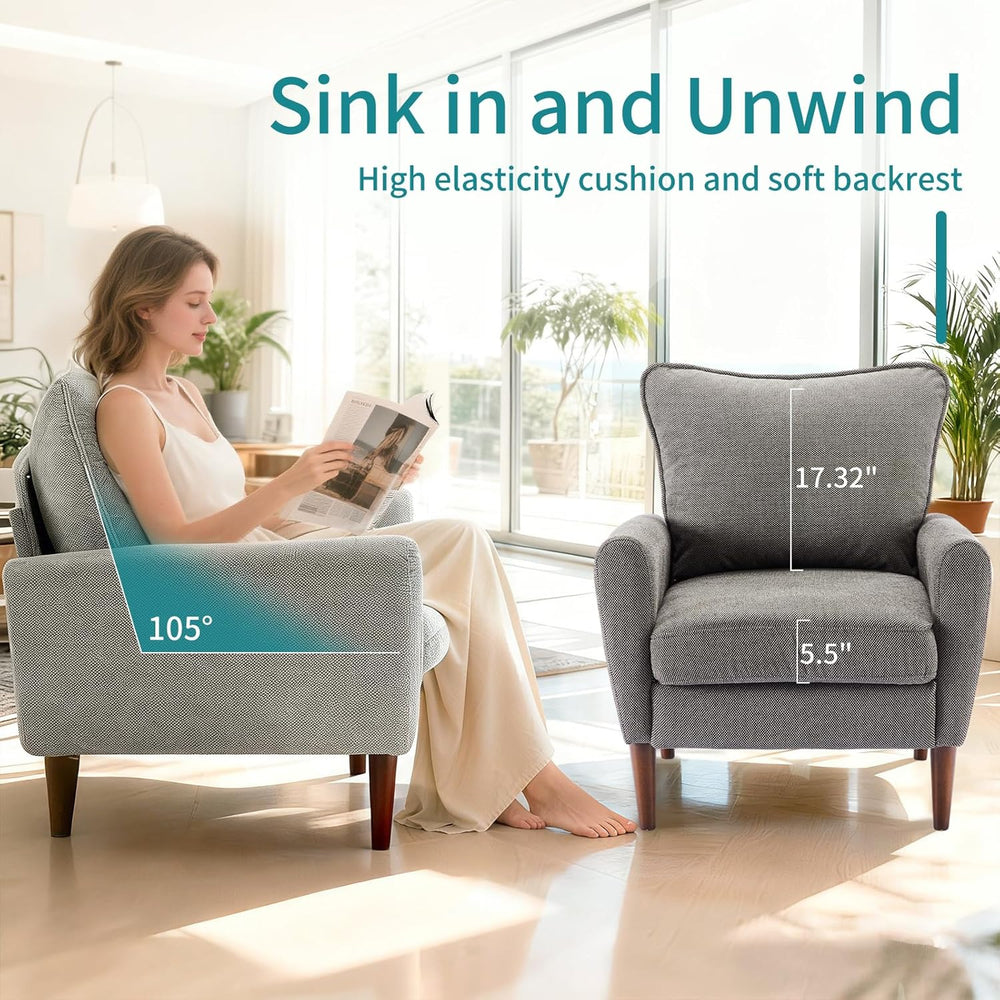 OLIXIS Comfy Accent Chair for Living Room Bedroom Waiting Room, Iron Gray